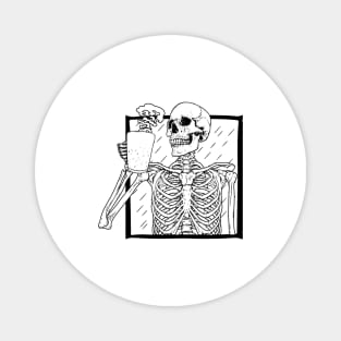 Halloween coffee drinking Skeleton Magnet